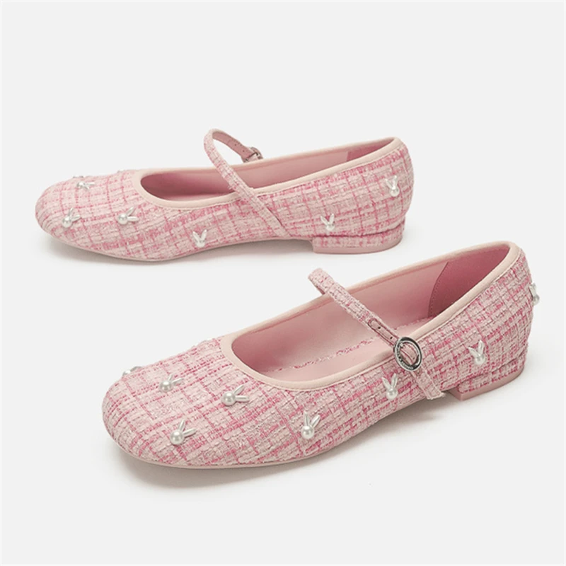 

Pink Ballerinas Flats Women's Ballet Dance Shoes Mary Janes Walking Loafers Ladies Shallow Round Toe Espadrilles Zapatos Mujer