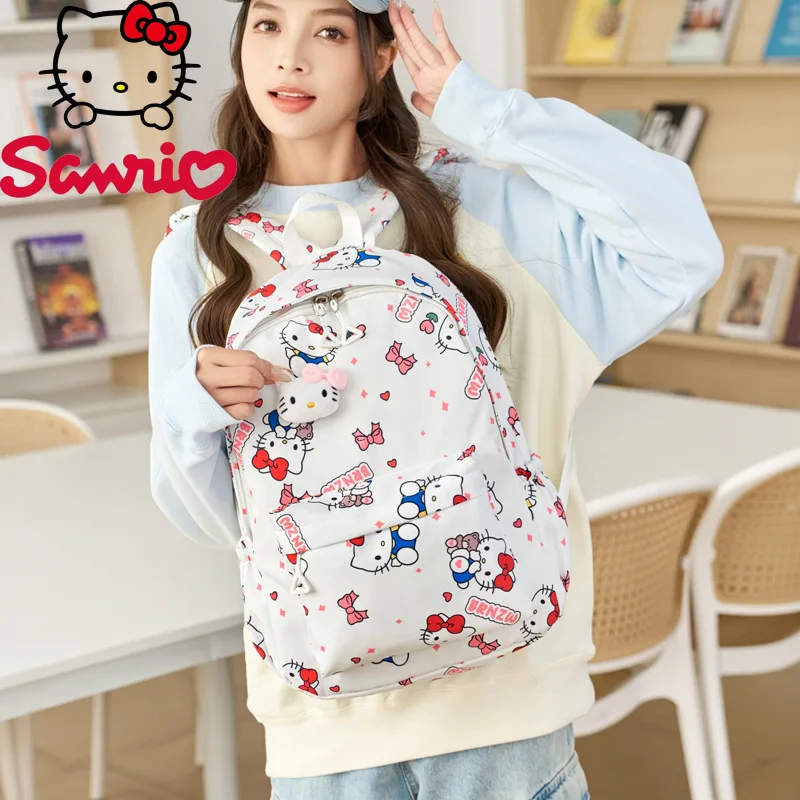 Kuromi Hello Kitty Cinnamoroll Pochacco Backpack Simple Student School Bag Large Capacity Cartoon Print White