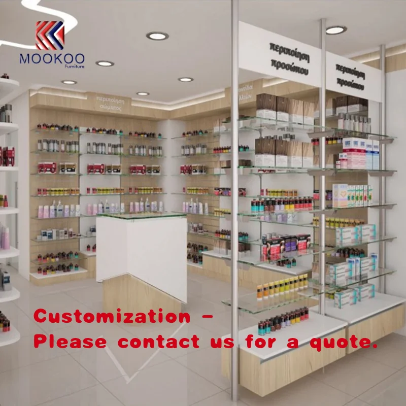 

custom.Customized Wooden Glass Pharmacy Shop Interior Design Drug Store Cabinet