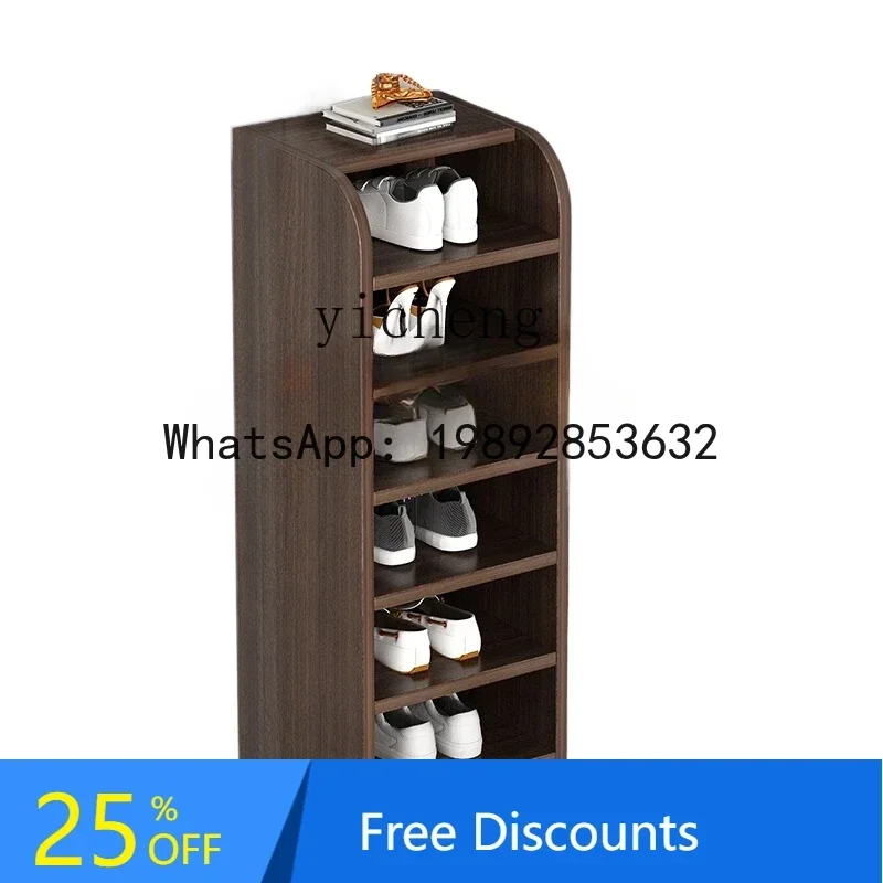 

Solid wood door small corner narrow multi-layer rack storage shoe cabinet