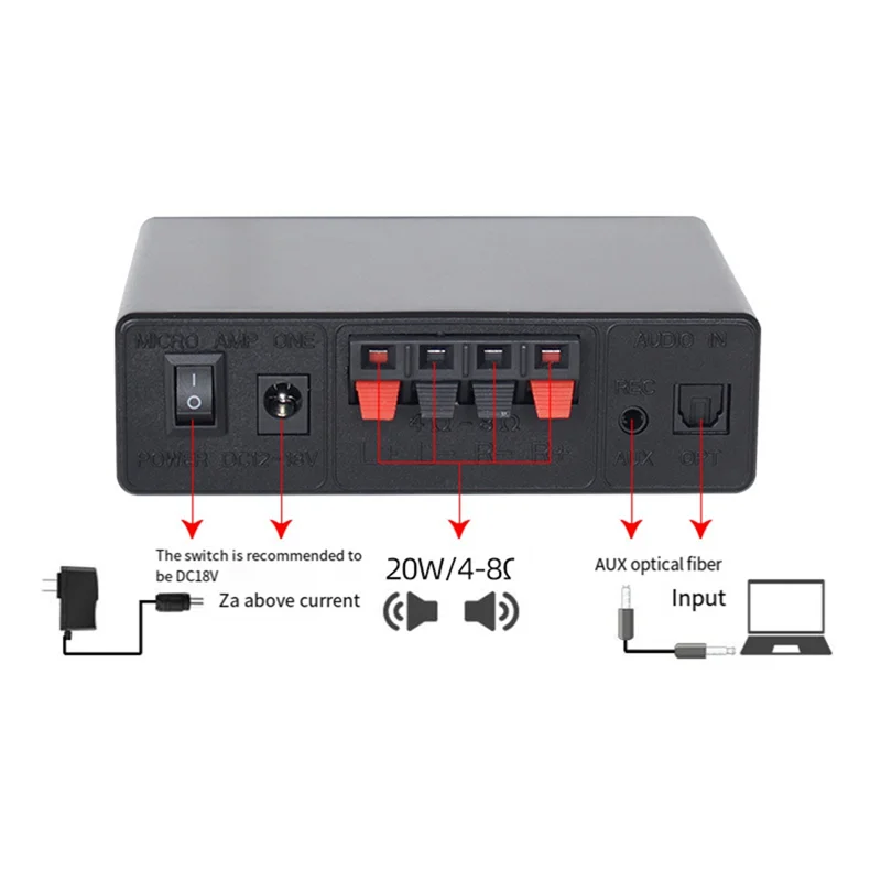 لوحة فك تشفير MP3 محمولة Tpm119a Tpm119b مع بصري، USB، SD، AUX، بلوتوث - DC12V-18V مشغل صوت رقمي-AU47