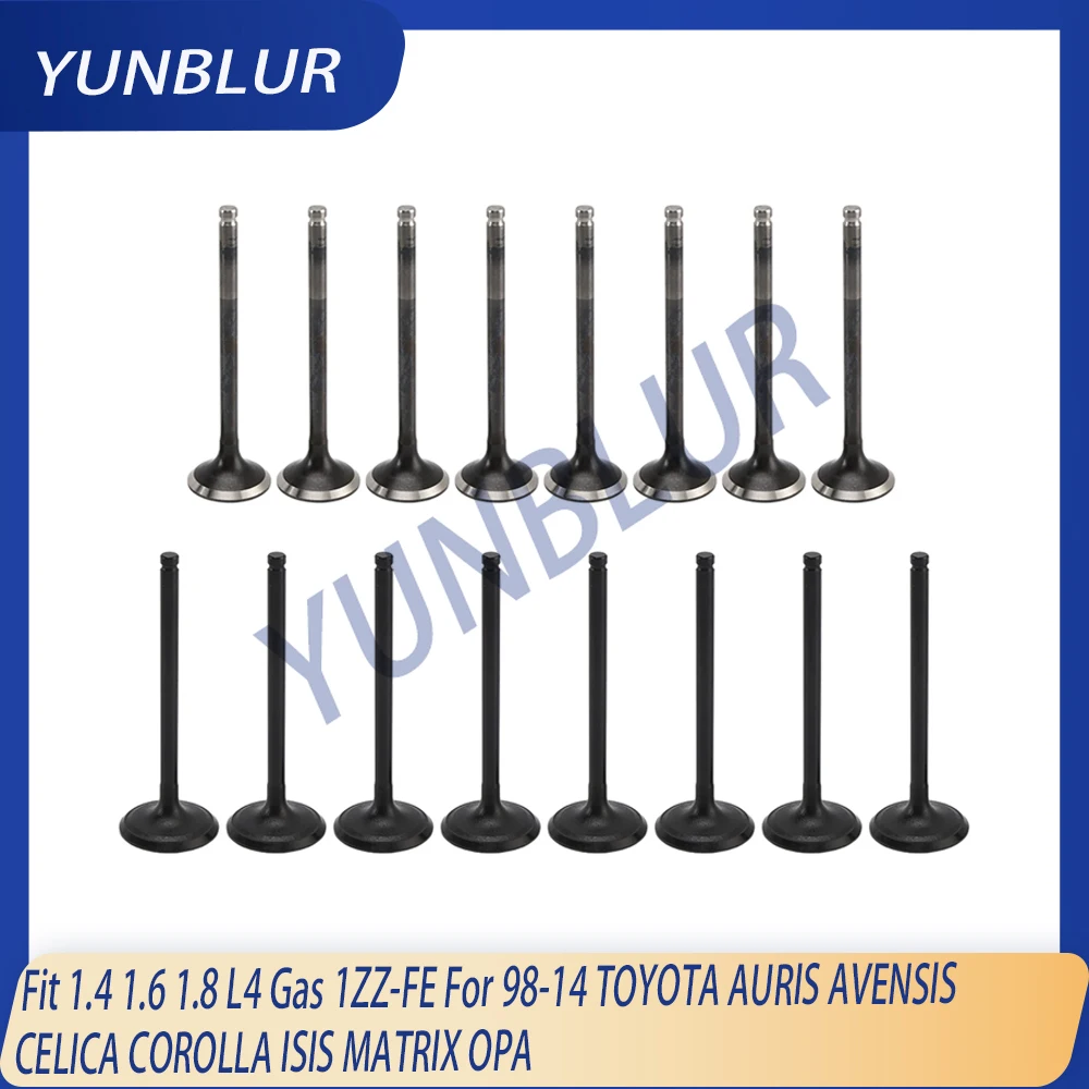

16pcs Engine Intake & Exhaust Valve Kit Fit 1.4 1.6 1.8 L Gas 1ZZ-FE For 98-14 TOYOTA AURIS AVENSIS CELICA COROLLA ISIS MATRIX