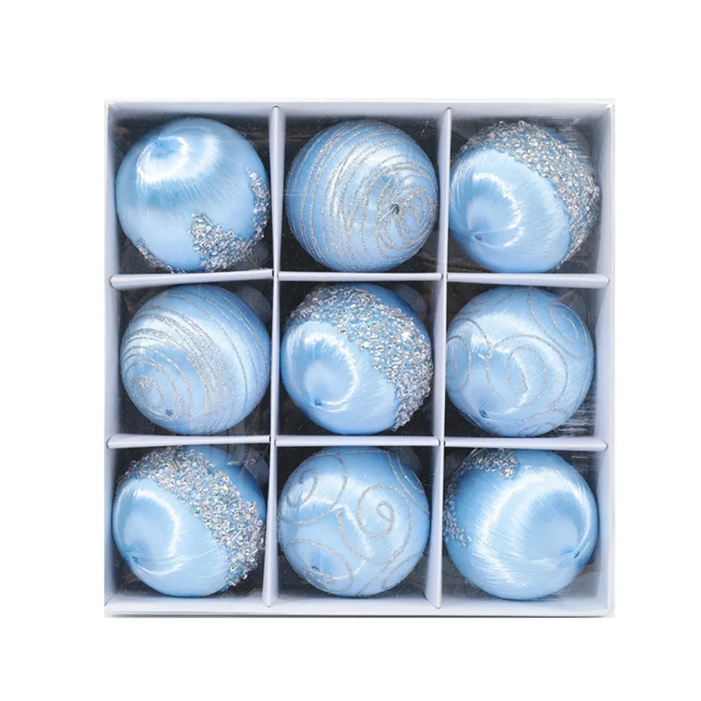 

9pcs 8cm Christmas Ball Set Painted Big Christmas Tree Decoration Pendant Shatterproof Delicate Hanging Ornament Xmas