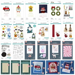 Christmas  Wreath Chimney Deer Musical Instrument Metal Cutting Dies Clear Stamps  Hot Foil For DIY Scrapbook Craft Decoration