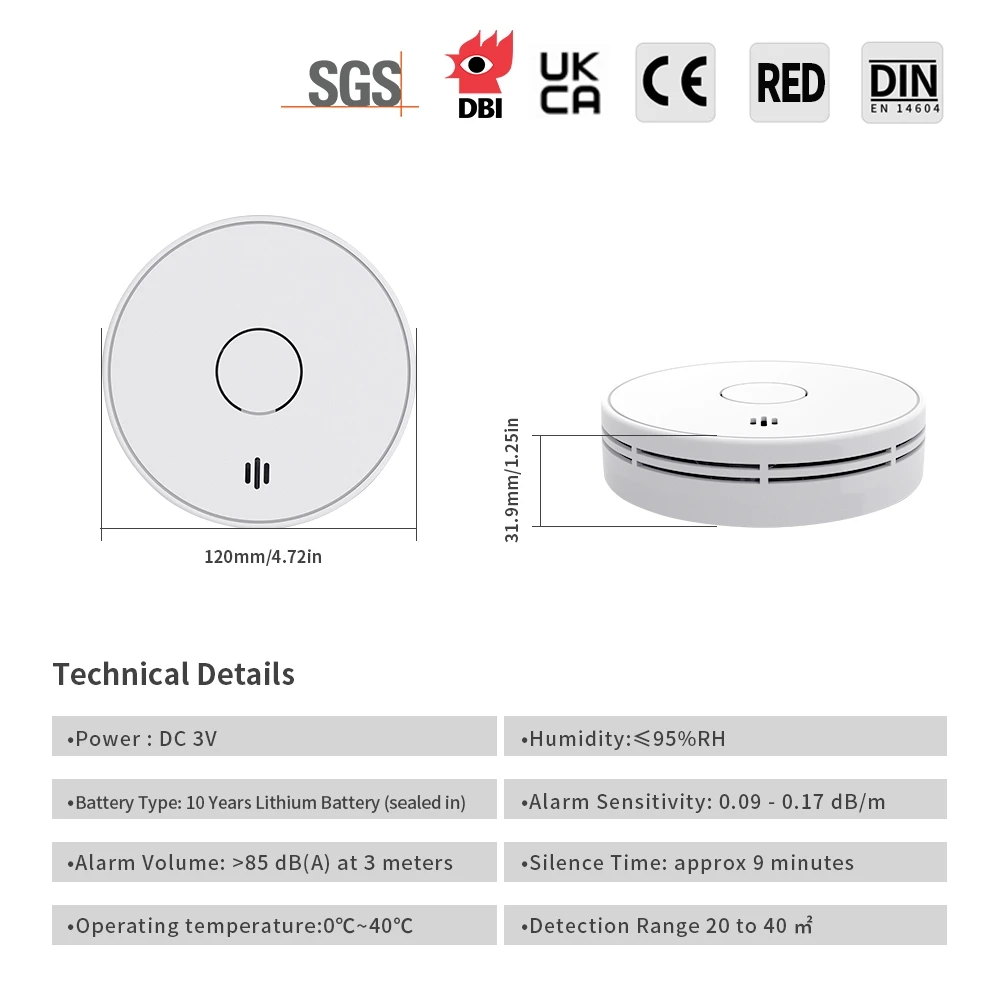 Rookmelders RF-connectiviteit Rookmelder Rooksensor Beveiliging Huisbeveiliging Alarm Brandbeveiliging Smart Life