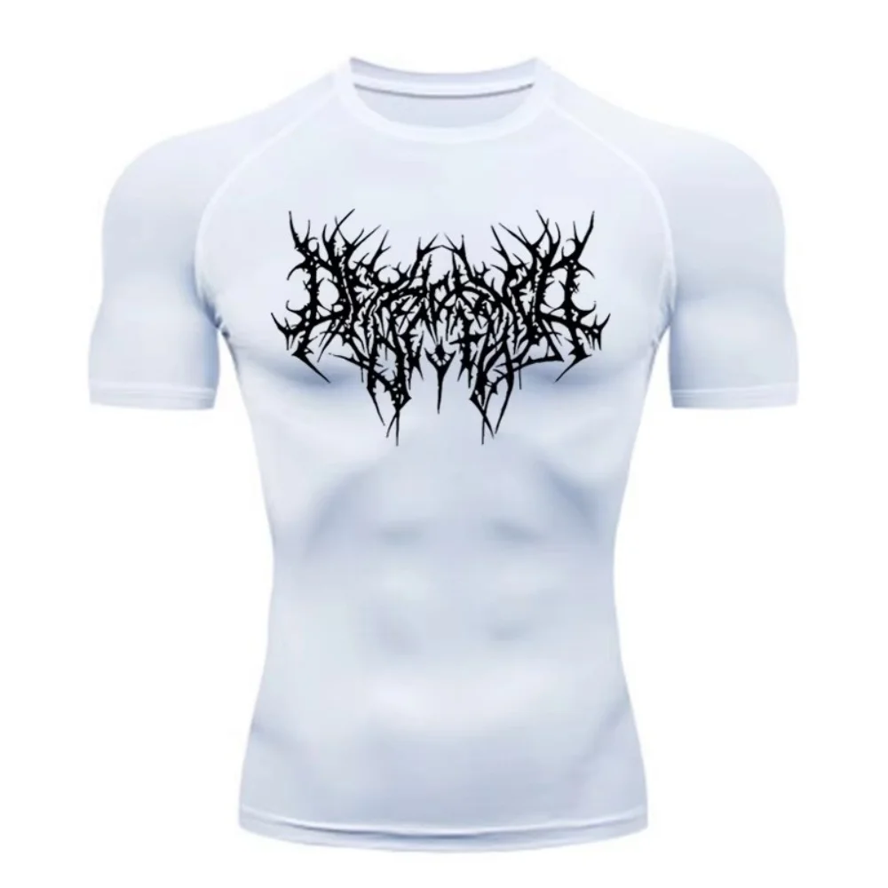 Men's sports quick drying tight fitting shirt - Fury printed men's T-shirt - Fitness jogging sports short sleeved shirt