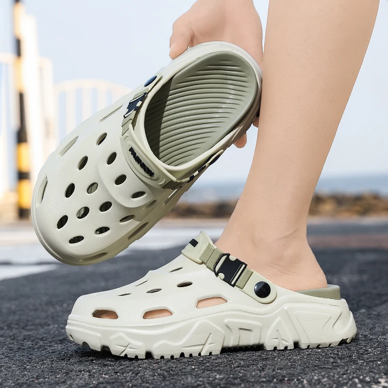 Herren- und Damen-Paar-Sommer-Outdoor-Rutschfeste, geruchshemmende, geschlossene Zehenpantoffeln, große Strand-Sandalen und Pantoffeln für – Detail 16