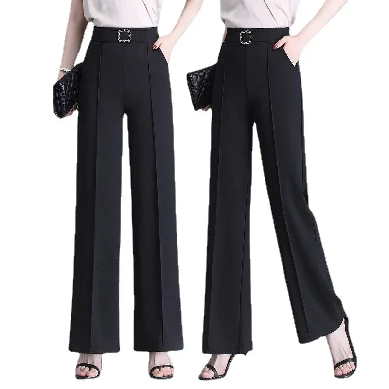 Traf Pants Chic Office Lady Longs Korean Trousers Female Clothes High Waisted Longs Straight Leg Pants Plus Size Summer Autumn