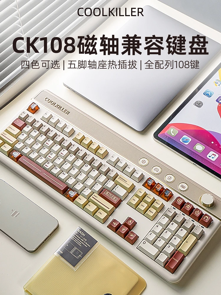 Coolkiller Ck108 Magnetic Switch Mechanical Keyboard 3mode Wireless Bluetooth Keyboards Hot-Swap Custom Esport Gaming Keyboards