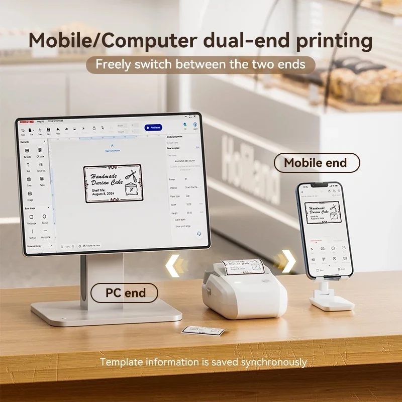 Niimbot-Imprimante d'étiquettes B1, Portable, Déterminer, Thermique, Mini, Code-barres, QR, Code, Autocollant, Papier, Document, Rouleaux, Maker, Câble