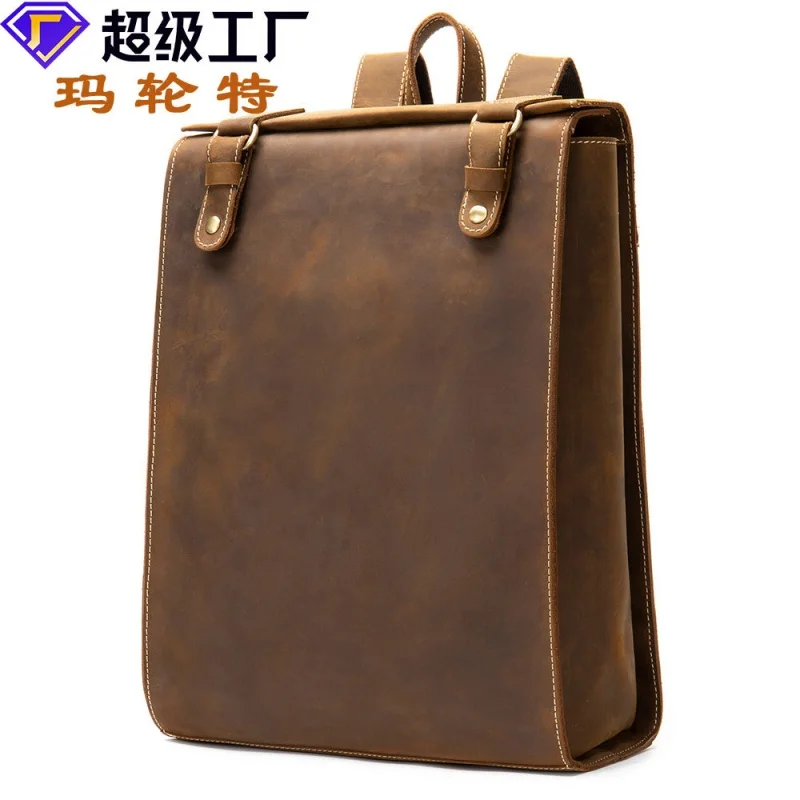 Vintage genuine  Backpack Men Large Capacity Travel Shoulder Bag High Quality Fashion Students Bag Male notebook Laptop Backpack