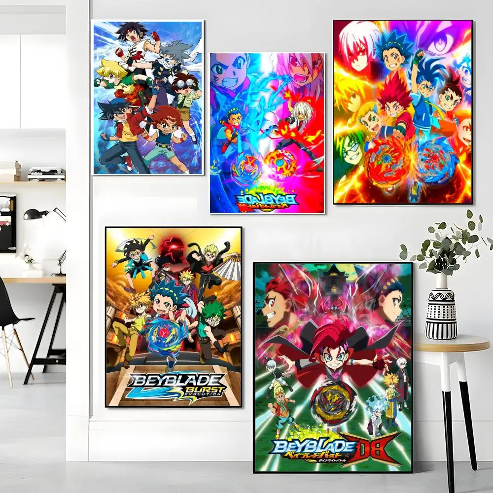 Anime B-Beyblade Burst Poster Premium PP Wall Decal - Peel & Stick, HD Print, Waterproof Home Decor