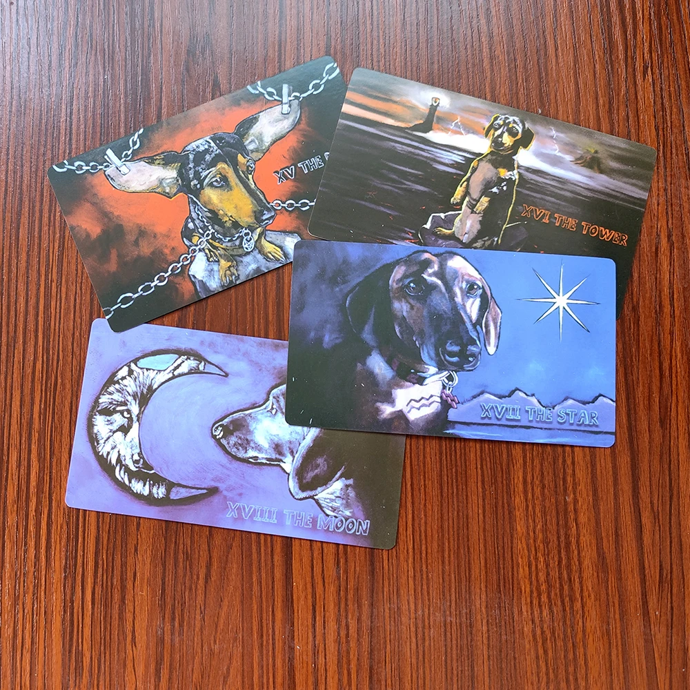 12x7cm The Low Rider Dachshund Divination Tarot Cards English Deck Fortune Telling Runes Divination Prophet Prophecy Toro