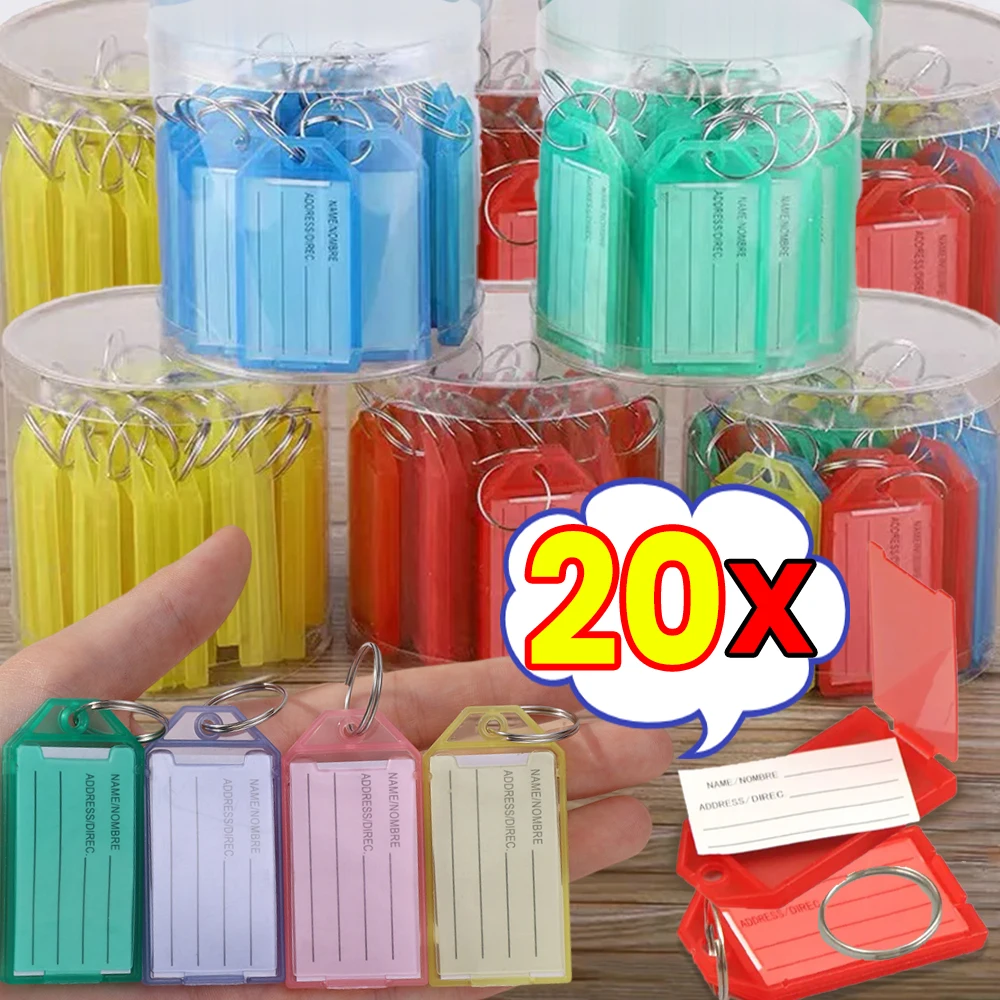5/10/20pcs Colorful Plastic Keychain Key Tags Label with Split Ring for DIY Numbered Name Baggage Tag ID Label Name Tag Tools