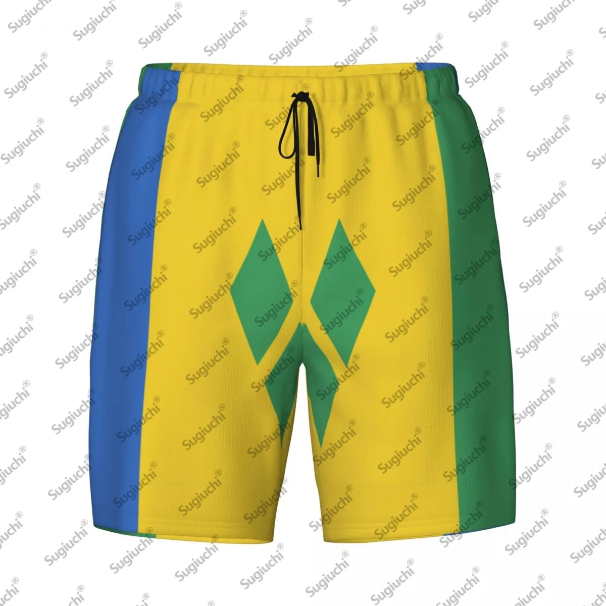 

2025 Святой Винсент и Гренадинский флаг с верхним принтом, мужские плавки с 3D принтом, гавайский купальный пляж, 2 в 1, быстросохнущие