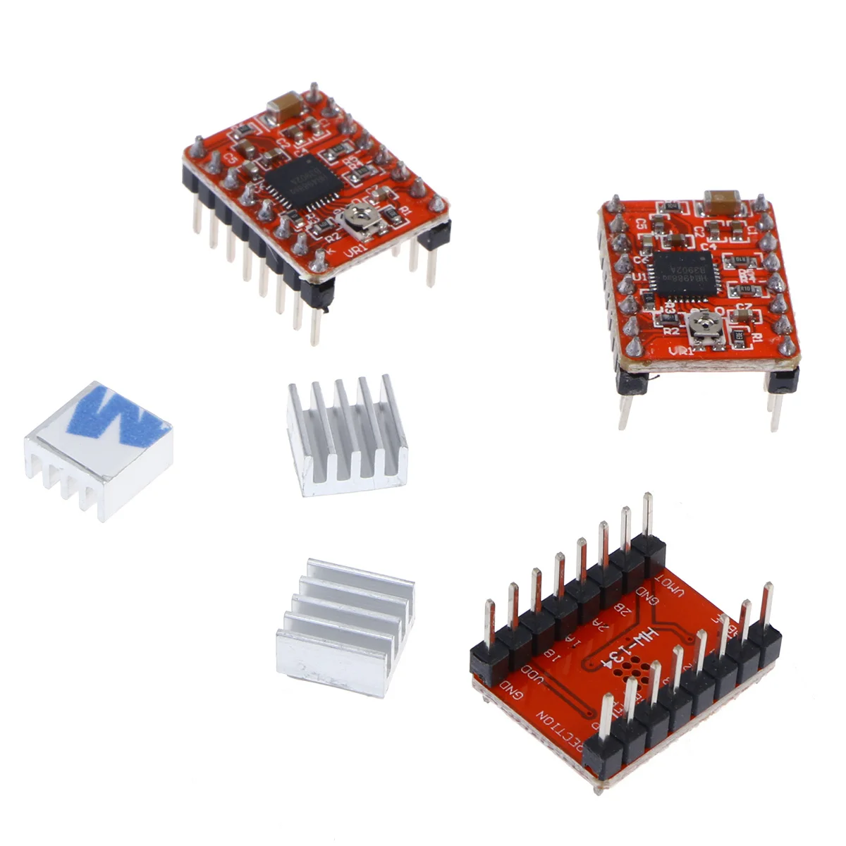3Pcs 3D Printer Parts A4988 Stepper Motor Driver Module Red Heat Sink for Reprap Engraving Machine Stepper