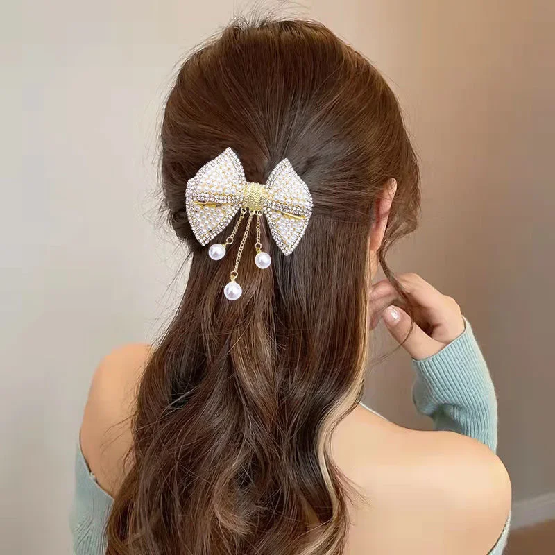 إكسسوارات شعر الفراشة، شعر صغير بتصميم شرابة، مشبك زنبركي نسائي، مشبك شعر عريض من حجر الراين اللؤلؤي