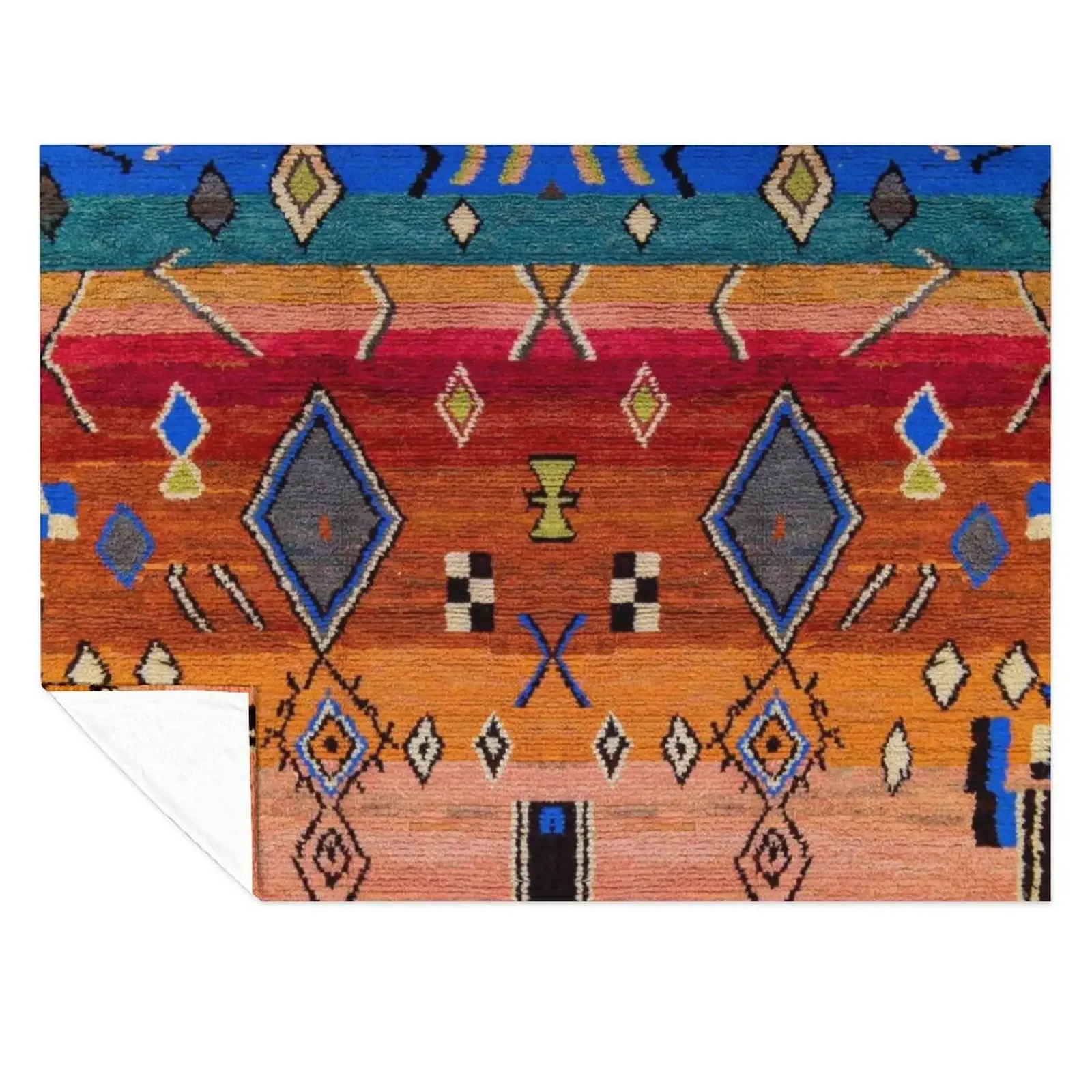 

Heritage Traditional Multicolour Moroccan Rug Design Throw Blanket Beautifuls sofa bed Plaid on the sofa Hair Blankets