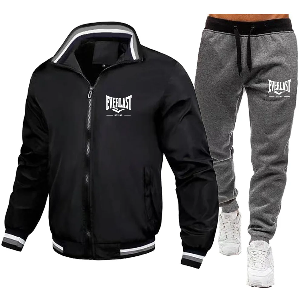 

Мужская модная уличная куртка EVERLAST BOXING с воротником-стойкой на молнии, повседневный мужской бейсбольный комплект с карманами на молнии для активного отдыха, 2026