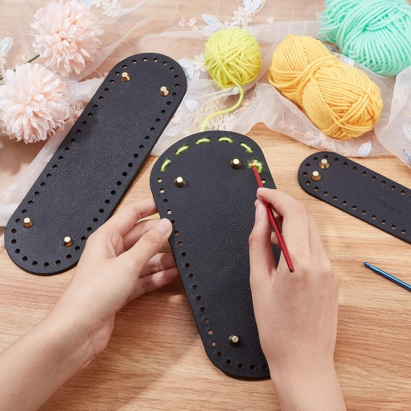 1 Stück Runder Ovaler Boden für Gestrickte Taschen PU-Leder Taschenboden mit Loch für Handwerk DIY Häkeltaschen-Zubehör Universeller Bodenbogen – Detail 4