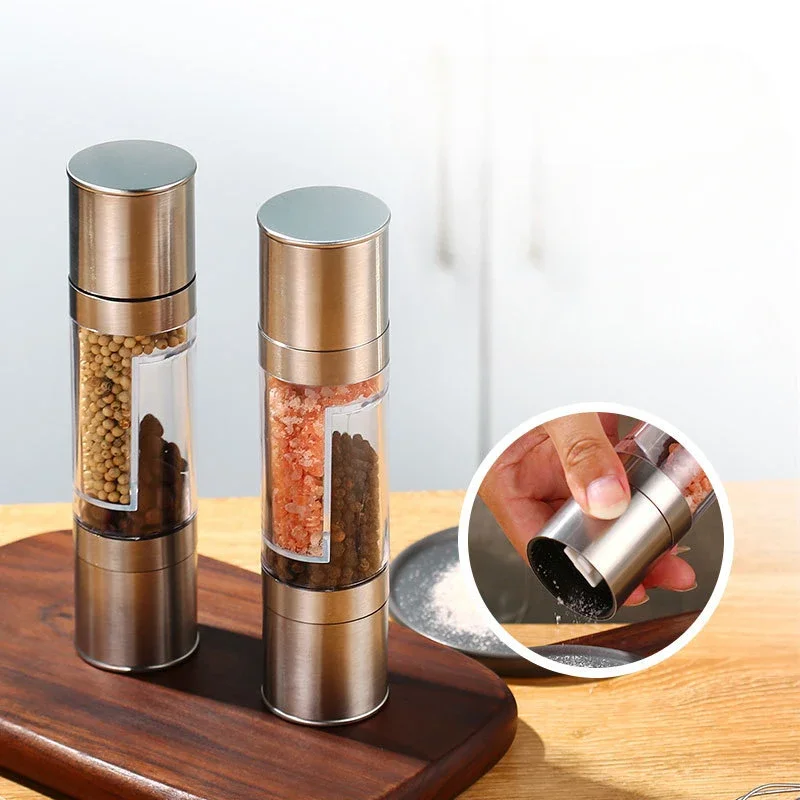 

2 in 1 Pepper Mill Manual Stainless Steel Salt and Pepper Grinder Set with Adjustable Ceramic Grinding Spice Grinder