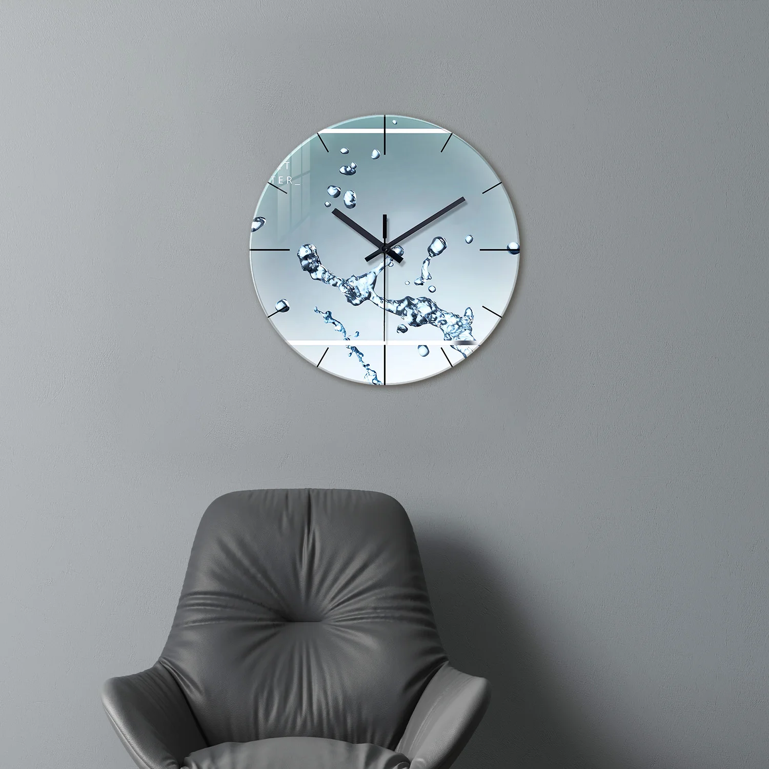 Modern Water Drop Pattern Tempered Glass Wall Clock Living Room Bedroom Kitchen Home Decoration Wall Clock Silent Quartz Clock Holiday Gift 12