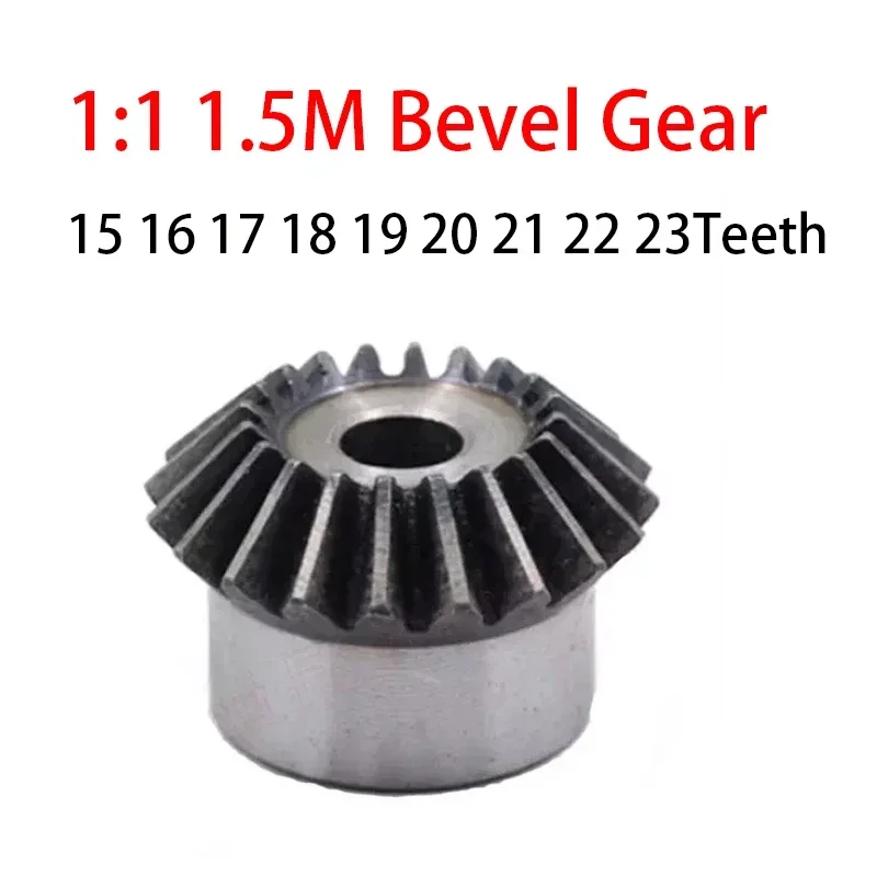 1pc 1.5M Bevel Gear 15 16 17 18 19 20~23Teeth 1:1 90 Degrees Meshing Angle Metal Drive Transmission Gear 45# Steel Hardening