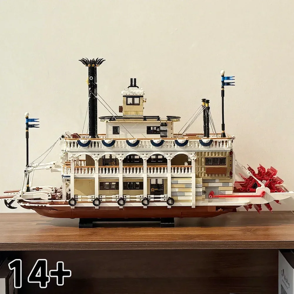 2025NEW 4090P 21356 Steam Creative River Steamboat blocs de construction modèle de navire Transport briques jouets cadeau de noël pour enfant adulte