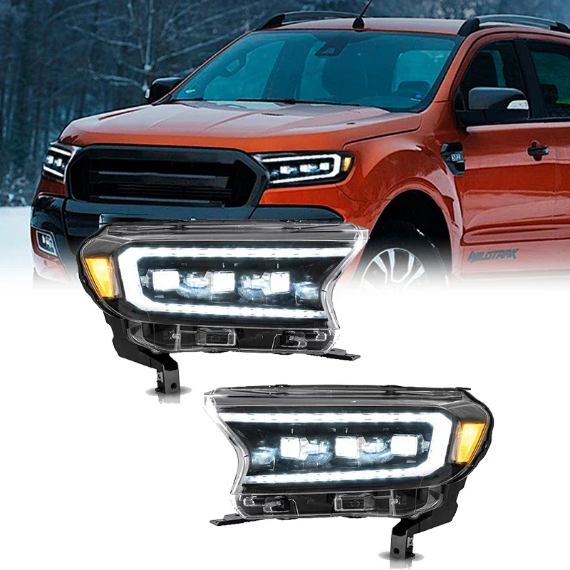 Image of Paar vordere LED-Scheinwerfer mit DRL-Sequenzblinker, Hi-Low-Scheinwerfer für Ford Ranger 2015 2016 2017 2018 2019 2020 2021