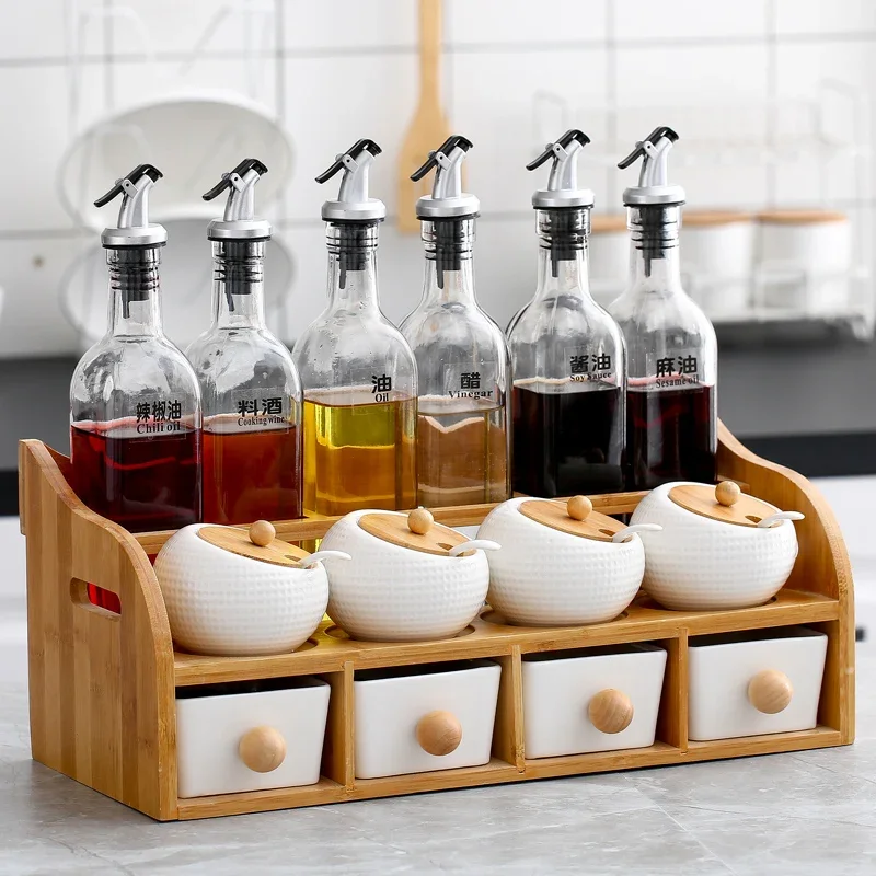 مجموعة برطمانات توابل من السيراميك الاسكندنافية، هزازات فلفل ملح، منظم سكر، برطمان توابل مع غطاء، مجموعة علب، ملحقات المطبخ #2