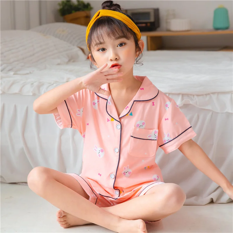 Children\'s Clothing Spring Autumn Full Sleeve Button Down Children\'s Pajamas for Girls Teen Animal Pijamas Girls Sets for Kids