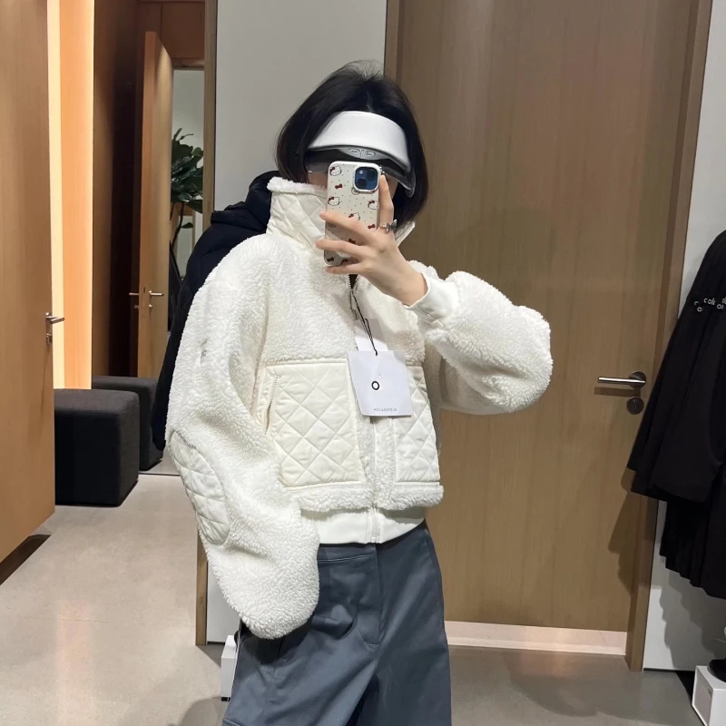 

Мужская куртка-бомбер на овчиной подкладке — гибридный толстый флисовый пуховик, зимнее пальто с воротником-стойкой для улицы и повседневного тепло