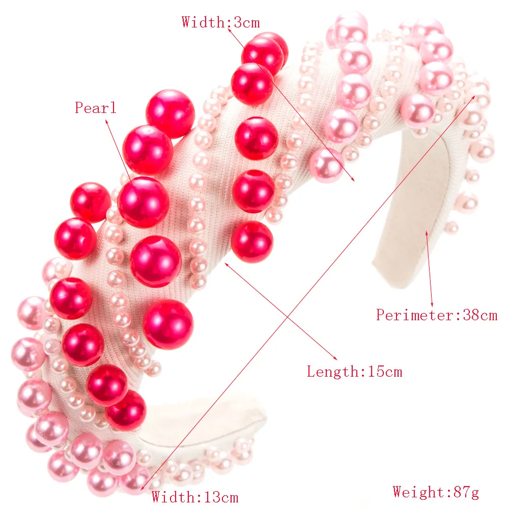 New Sponge High Skull Top Valentine's Day Headband Female Purple Large and Small Pearls Decoration Carnival Hair Accessories