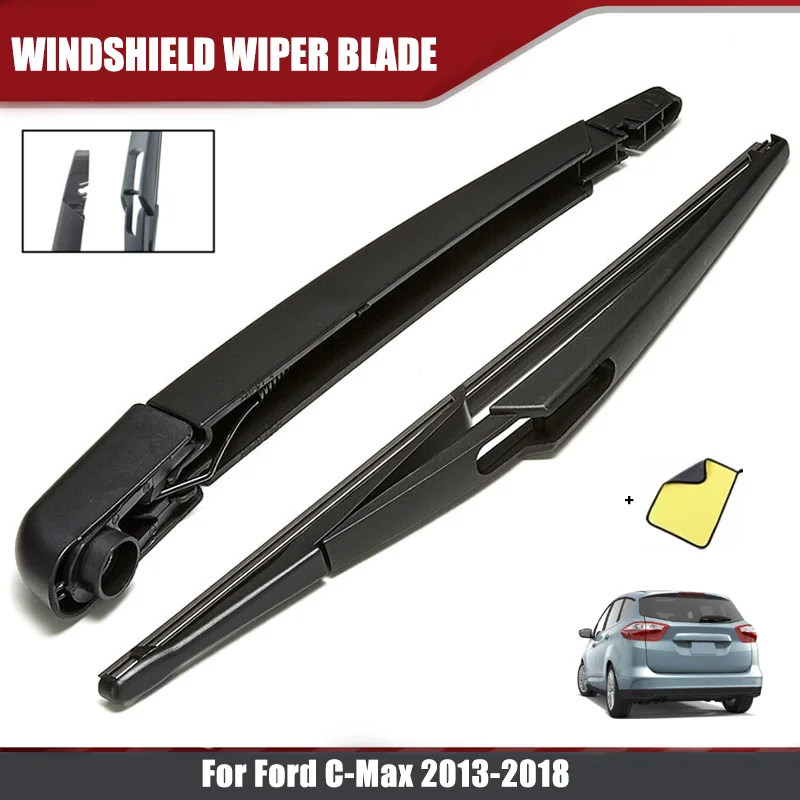 Wiper 12' Wischerblatt- und Arm-Set passend für Ford C-Max 2013-2018 Heckscheibenwischer Gummi-Wischerblatt