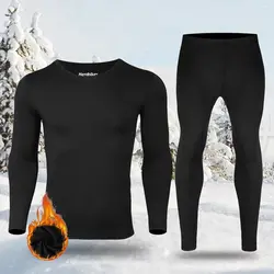 Men's Fleece Lined Thermal Underwear Set Motorcycle Skiing Base Layer Winter Warm Long Johns Shirts & Tops Bottom Suit