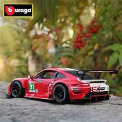 Bburago 1:24 Porsche 911 RSR Alloy Sports Car Model Diecast Metal Toy Racing Vehicles Car Model Simulation Collection Kids Gifts