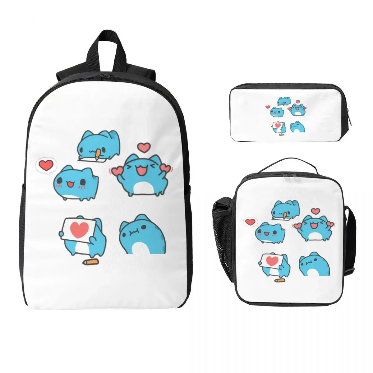 Comic Cat Bugcat Capoo Backpack Student Boys Girls BookBag School Bag Computer Shoulder Bags 3ps Insulated Lunch Bag Pencil Case