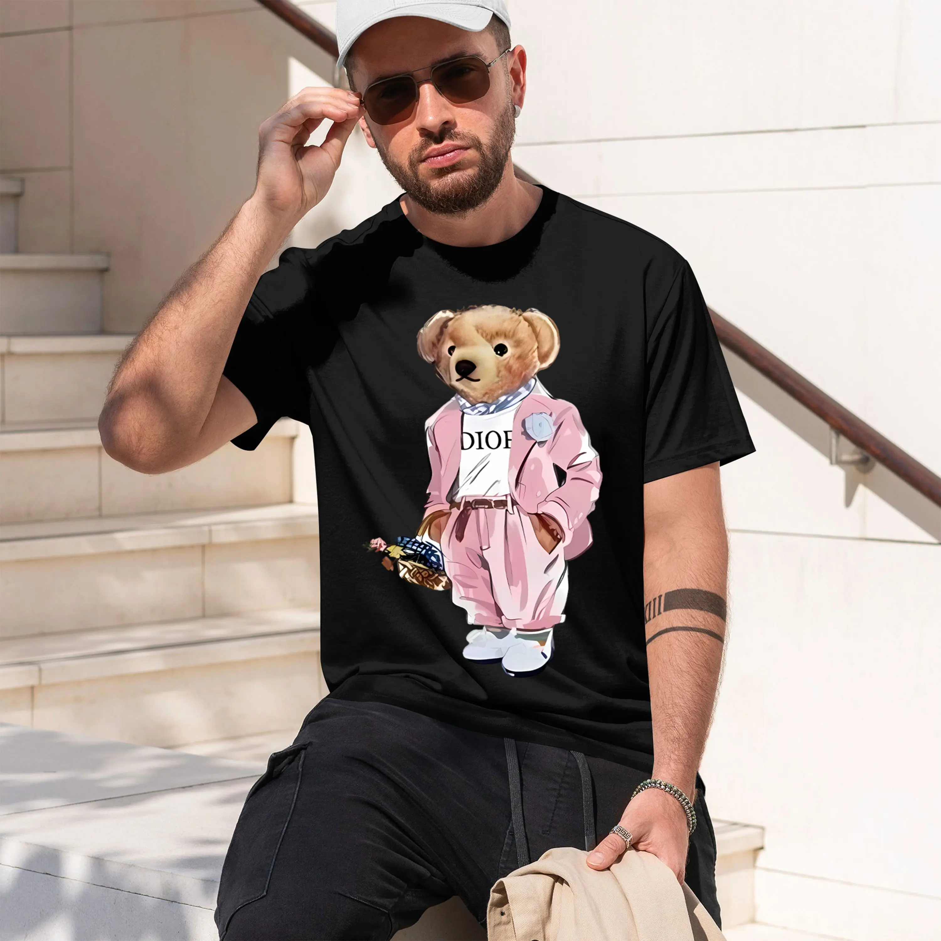 Men'S Fashion Pink Shirt - เสื้อยืดผู้หญิงคอกลมลายพิมพ์สีชมพู รุ่นใหม่ปี 2026 แขนสั้น แฟชั่น พิมพ์ลาย