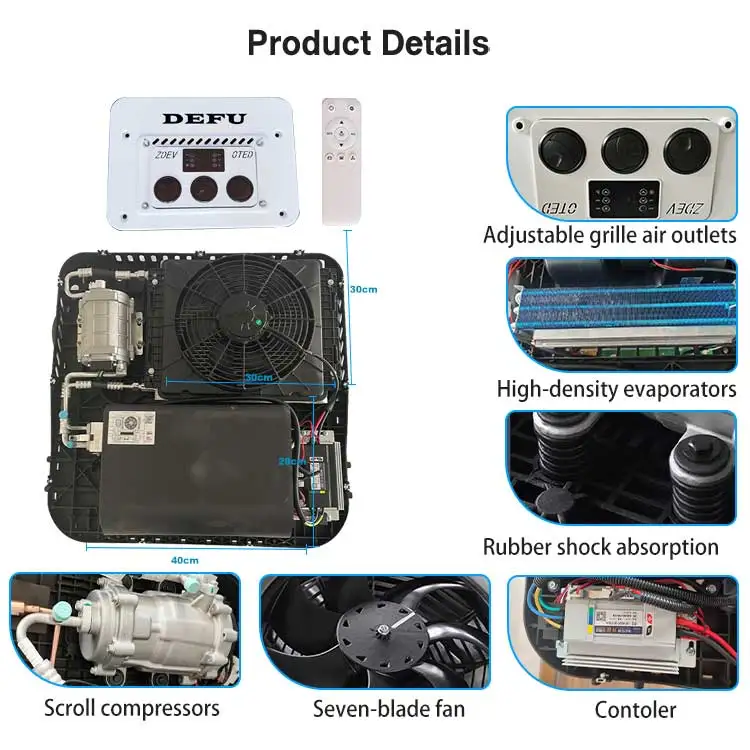 بطارية السيارة عالية الكفاءة على السطح، أنظمة تكييف الهواء الكهربائية الأوتوماتيكية 12 فولت 24 فولت لشاحنة RV للسيارة #5