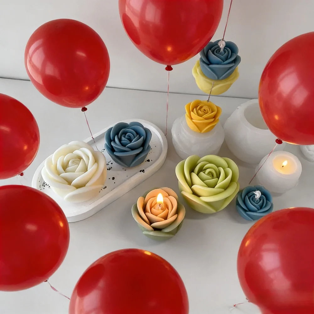 Mehrgrößen 3D Romantische Rosen-Silikonform DIY Kerzen- und Seifenherstellungswerkzeug Hochzeitstorten-Dekoration Perfektes Valentinstagsgeschenk – Detail 4