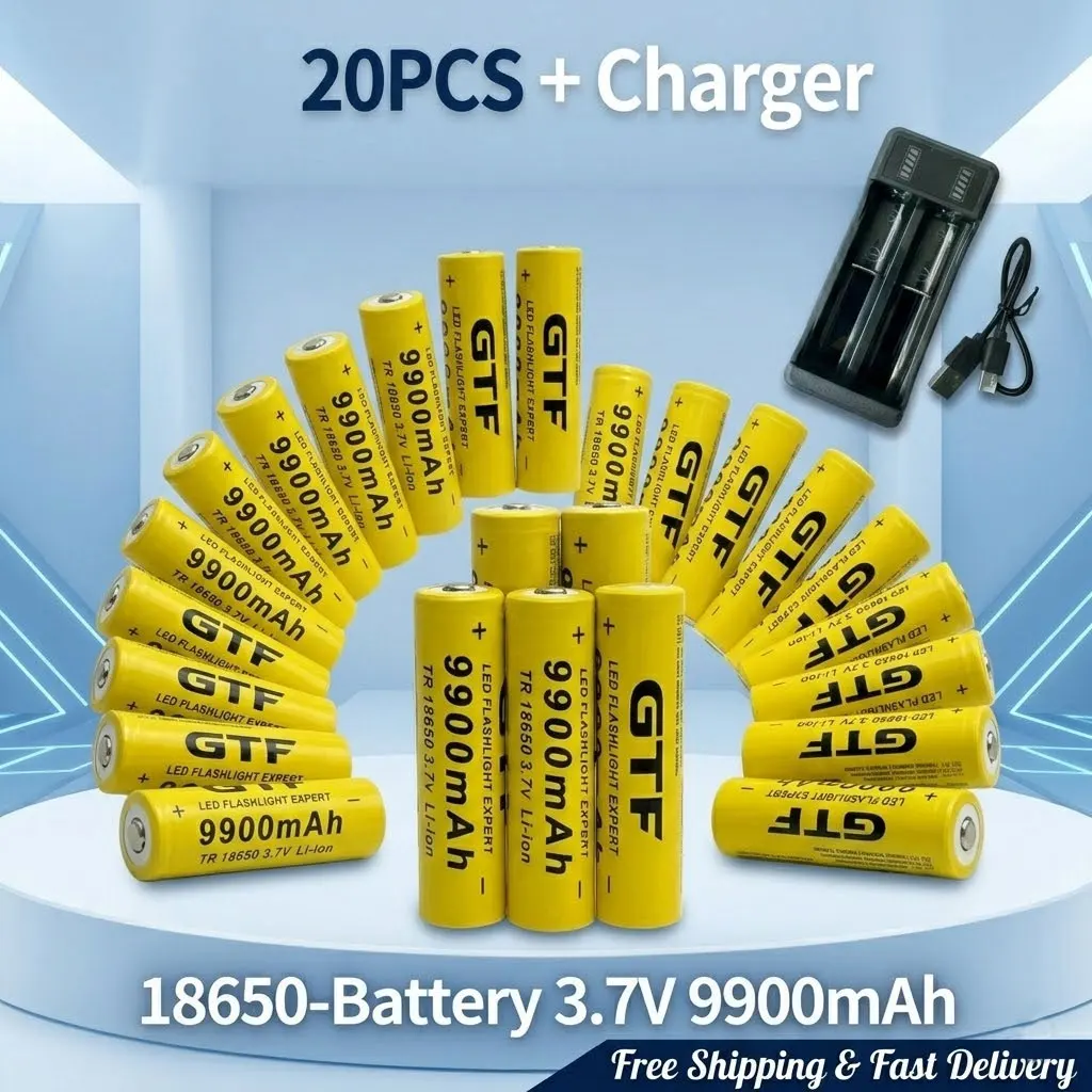 

18650 9900mAh 3.7V Lithium-ion Rechargeable Battery With Charger Best Seller For Remote Control Shavers Computer