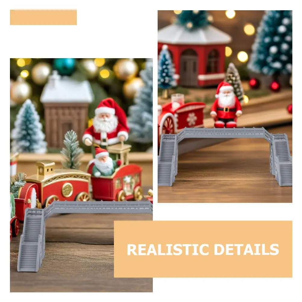 2Pcs DIY Mini Footbridge 1:87 Scale Plastic Bridge Building Kit for Railway Scenery Sand Table Home Office Decor Train Layout