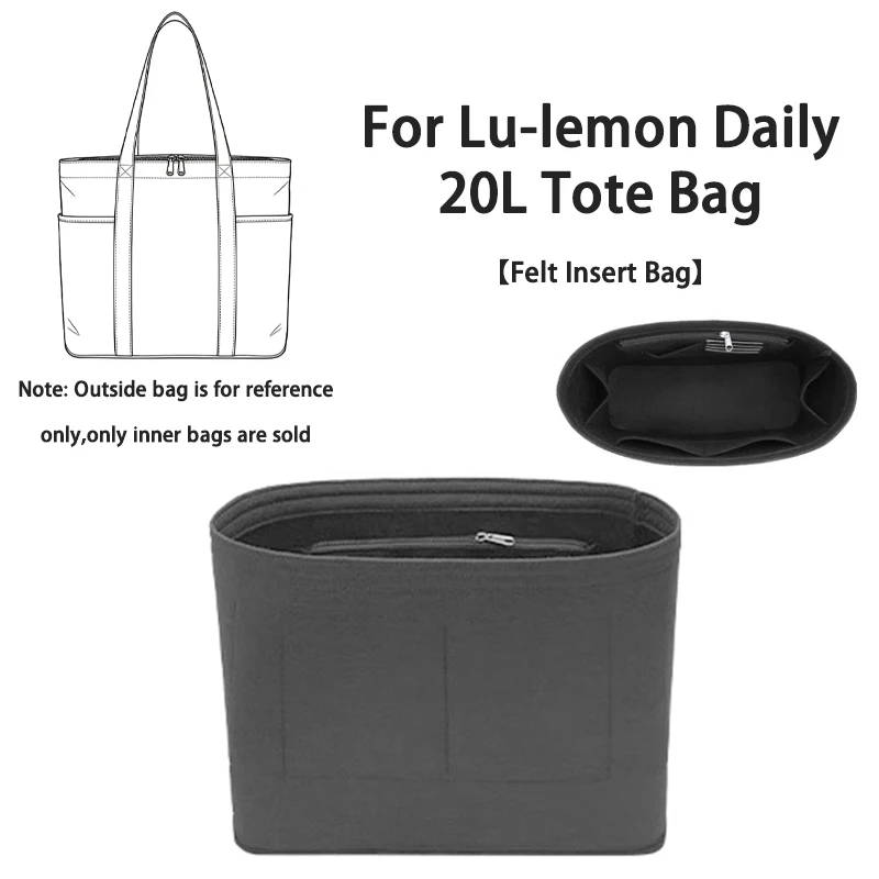 EverToner Felt Insert Inner Bag Organizer Fits For Lu-lemon Daily 20L Tote Bag Purse Organizer Handbag Storage Bag