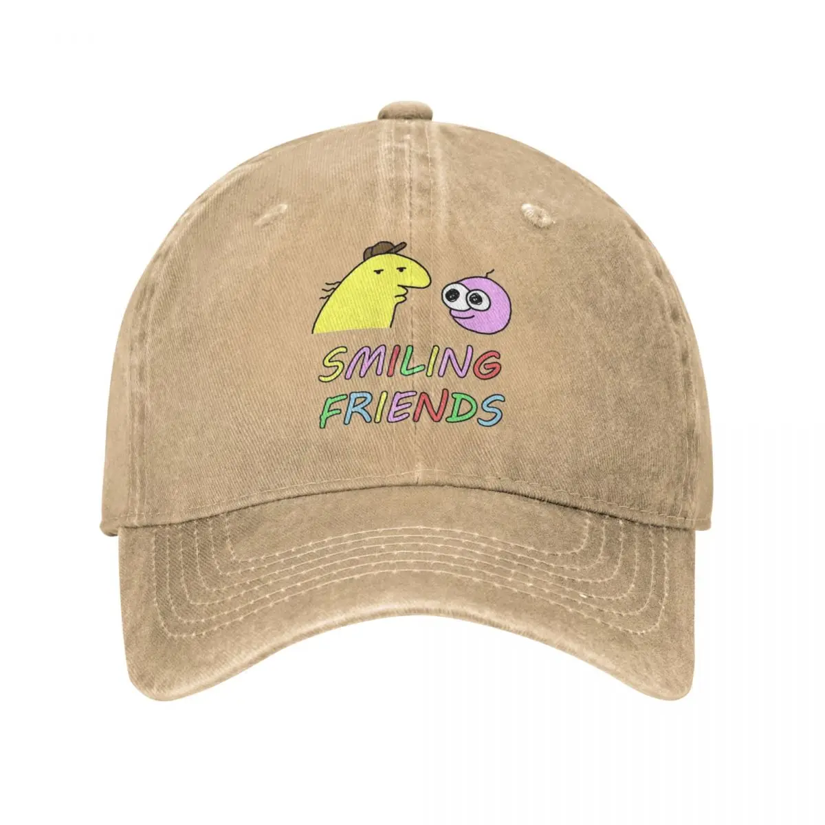 

Smiling Friends Pim And Charlie Baseball Caps Stuff Vintage Distressed Denim Washed Cartoon Headwear Unisex Outdoor Activities