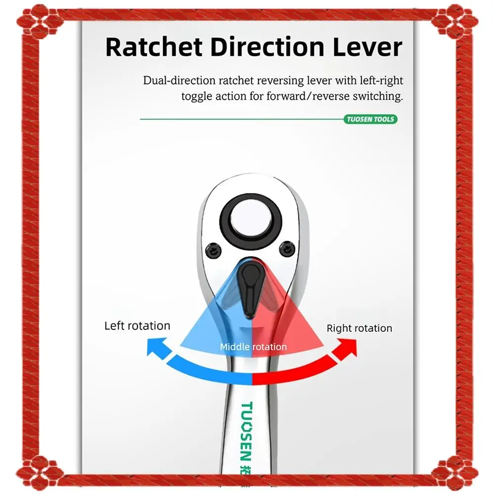 Pengiriman 24 Jam TUOSEN Alat Tangan Multifungsi Kunci Pas Ratchet Rilis Cepat 72 Gigi untuk Perbaikan & Perawatan Otomatis