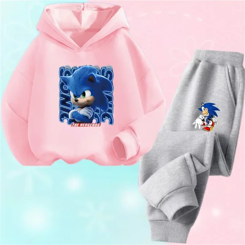 Ensemble de sweat à capuche Sonic pour enfants, vêtements pour bébés, sweat-shirt pour enfants, mère, garçon, fille, 2-12 ans, printemps, 2024