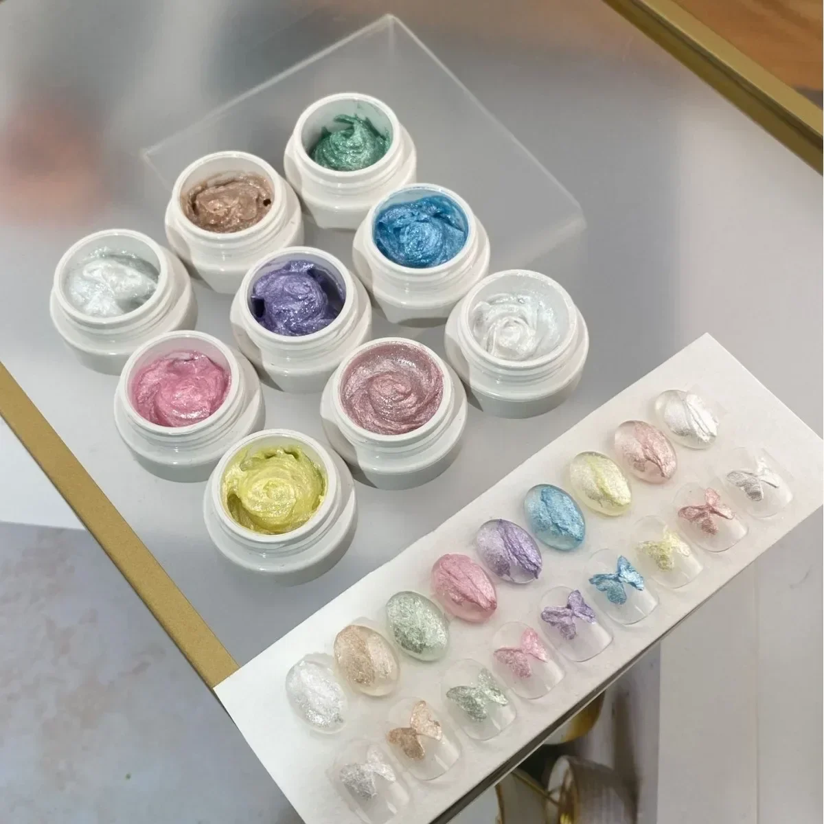 9colors/set Fairy Powder Cream Gel Nail Polish 2.5ml Color Texture Paste Texture Three-dimensional Modeling Glue Nail Art Design