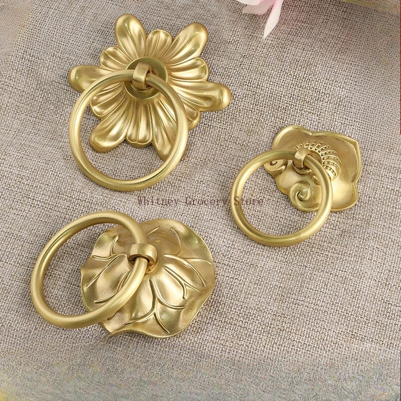 

Manufacturer wholesale new Chinese brass solid special-shaped flower cabinet door pull ring