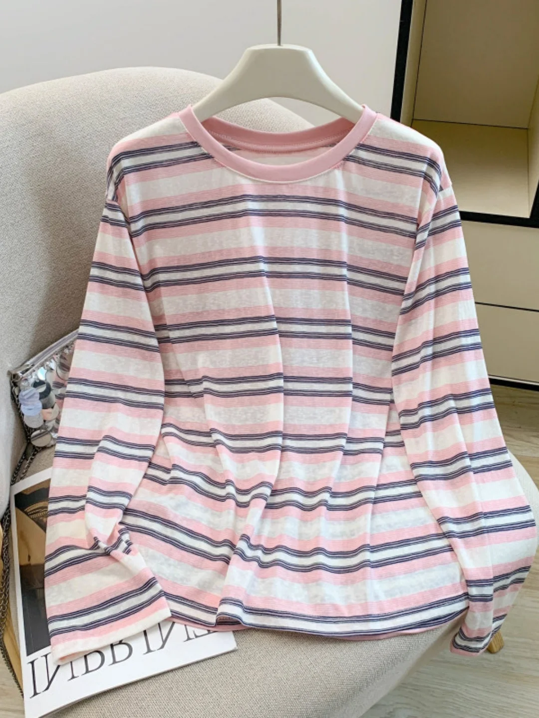 

Loose Fit Long Sleeve T-Shirt Women's Summer Lightweight Breathable Sun Protection Casual Style Korean Loose Top
