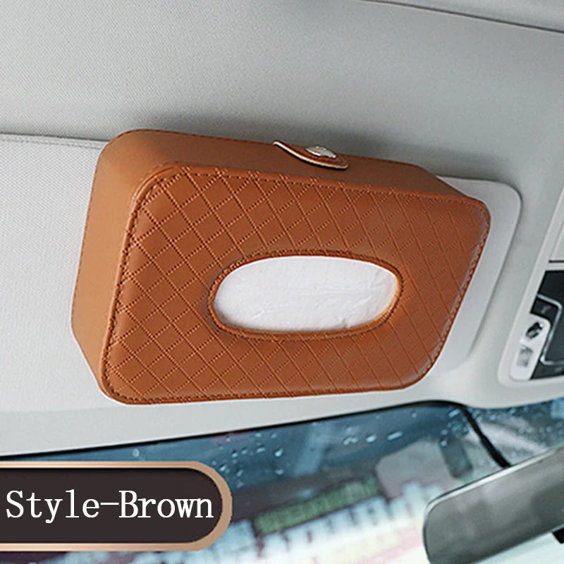 

Universal PU Leather Car Tissue Box Cover Sun Visor Chair Back Hanging Type Towel Tissue Storag Sanitary Paper Car Tissue Box